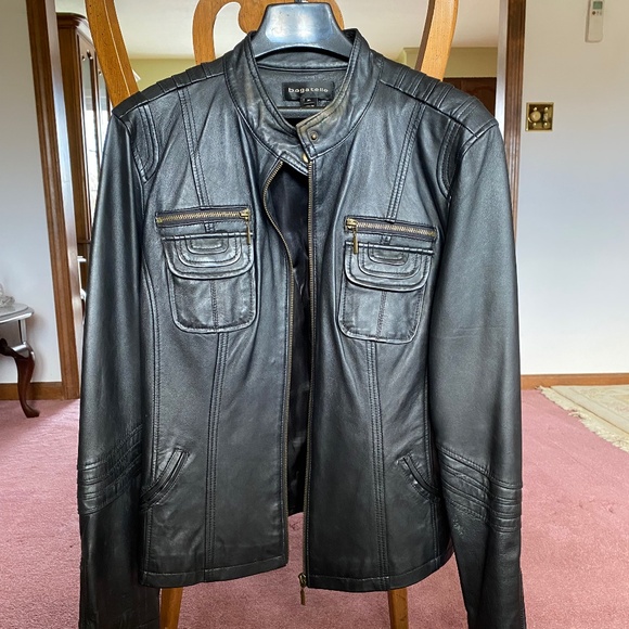 Bagatelle distressed black leather jacket Women’s XL - Picture 1 of 8